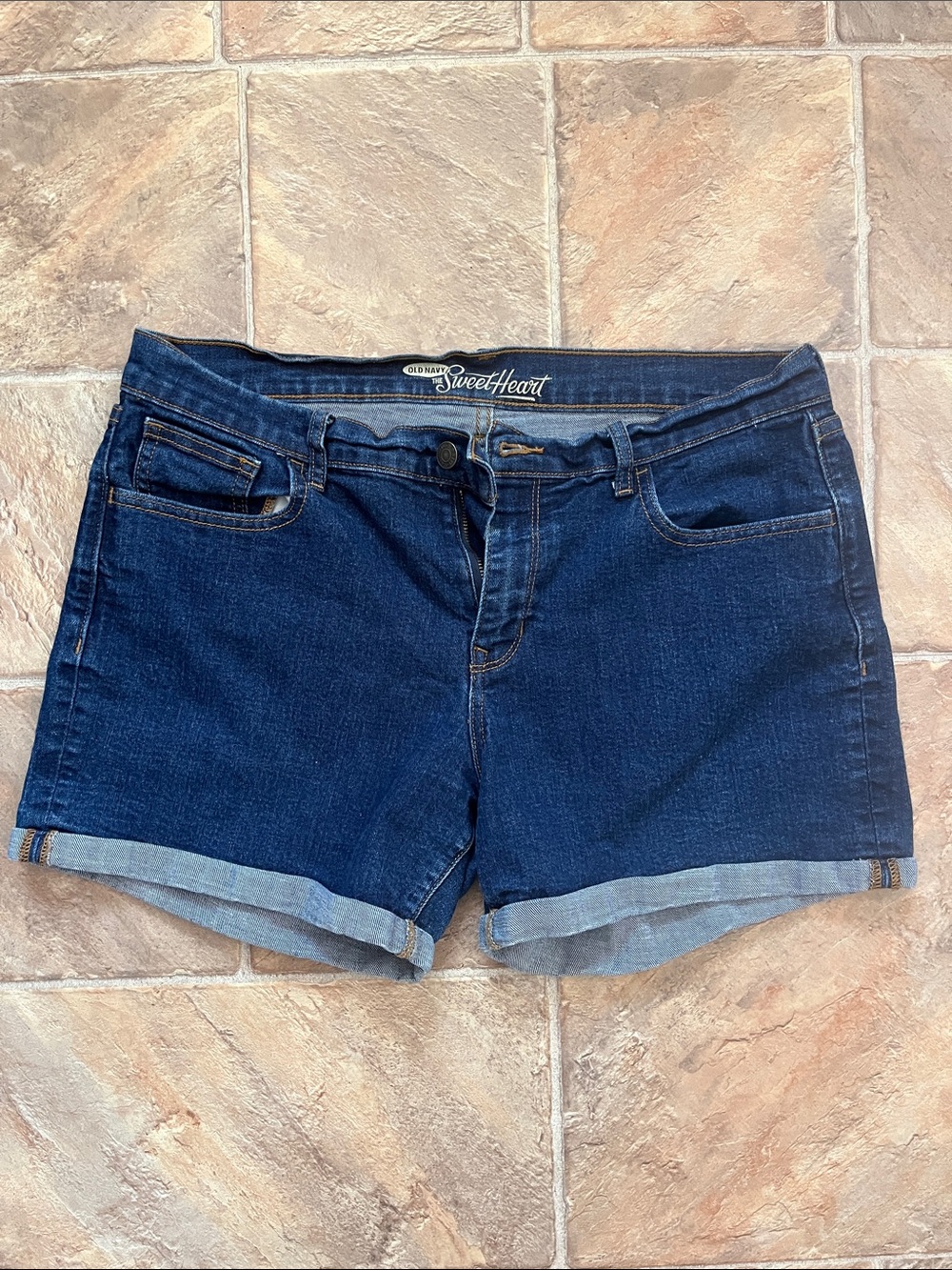 Old Navy Sweetheart Dark Blue Denim Roll-Cuff Women's Shorts